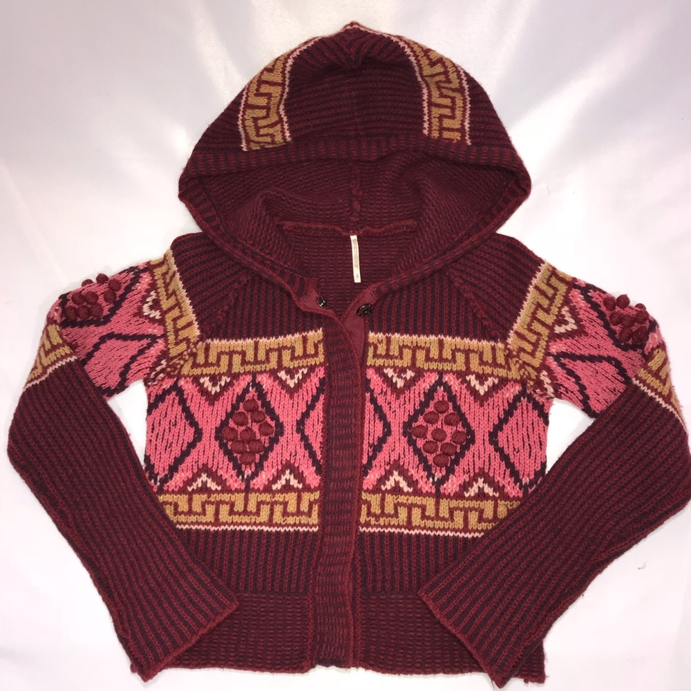 Free People Hooded Fair Isle Sweater